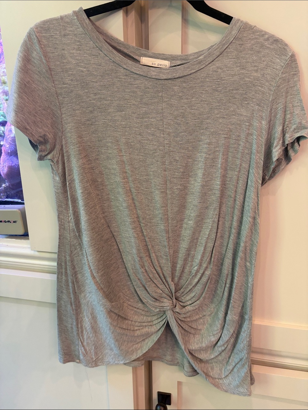 Gray Short-Sleeve Knot Front Tee